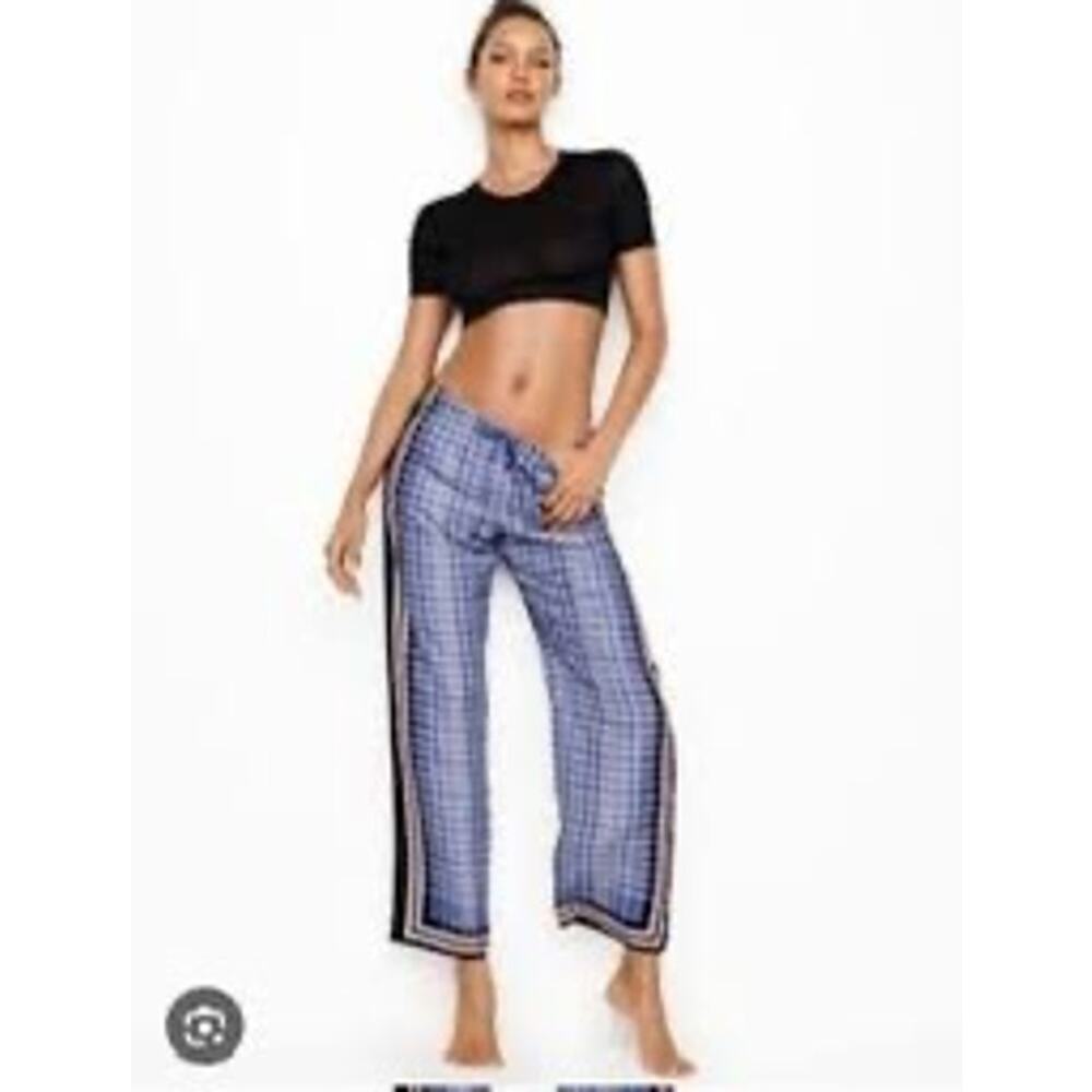 Victoria’s Secret Plaid Lounge Pant LONG Purple Oink Black Size Medium